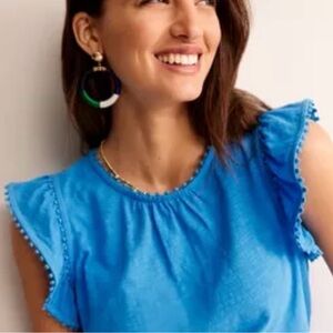 Boden Blue Ruffle Sleeve Blouse
